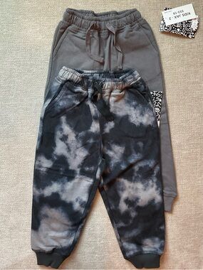 2 - Kids Tie-Dye Jogger Pants - Black & Gray and Solid Gray Size 2